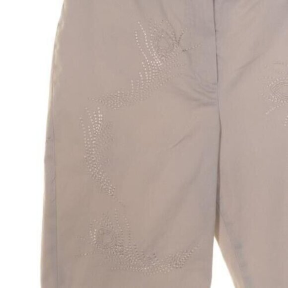 Larry Levine Womens Cropped Pants 8P Tan Khaki Empbroidered Stretchy - Picture 3 of 9